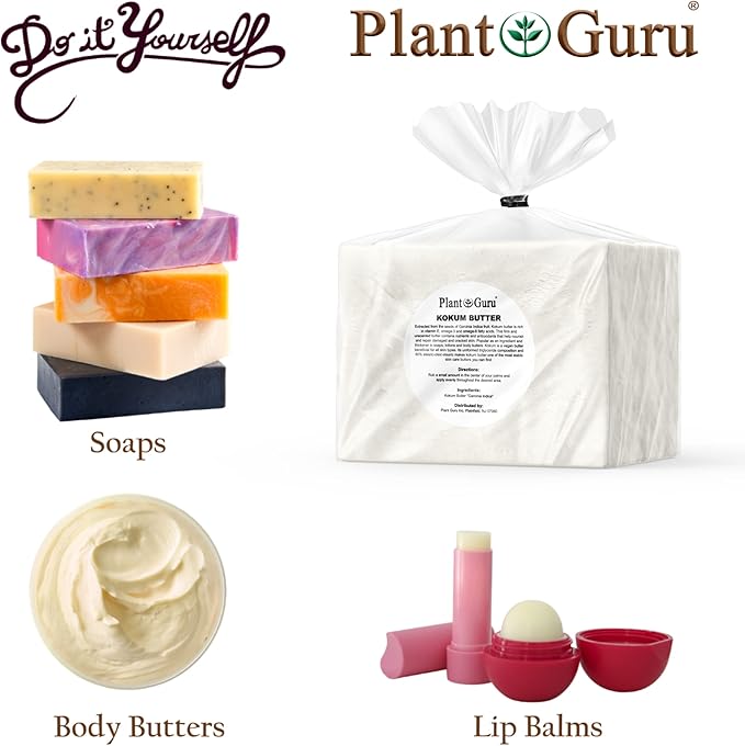 Raw Kokum Butter 8 oz. Bar 100% Pure Natural - Great for Skin, Body and Hair Moisturizer, DIY Creams, Balms, Lotions and Soap Making.