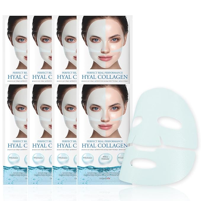HYALCOLLAGEN Hydrolyzed Collagen Face Masks, Moisturizing and Vitalizing, 23g each, Value Pack of 8