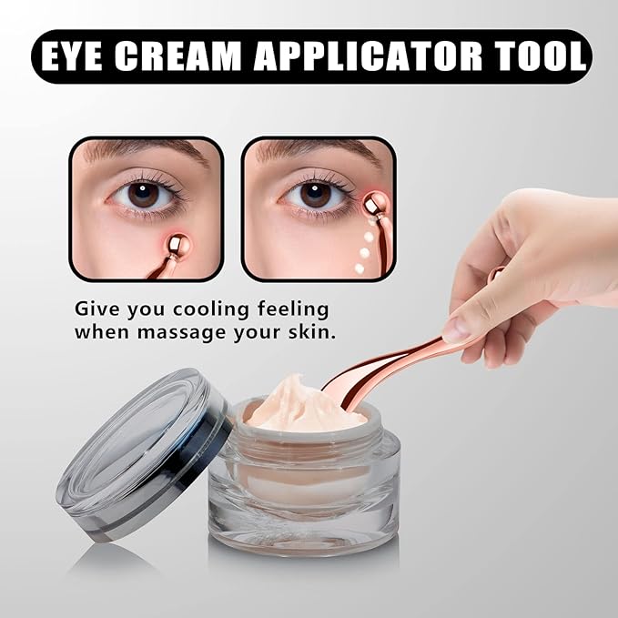 KOIBITO 3 PCAK Cooling Metal Facial Massage Stick, Eye Cream Applicator Wand, Gua Sha Scraping Tool Set, Reduce Puffiness Skin Firming and Lifting (Rose Gold)