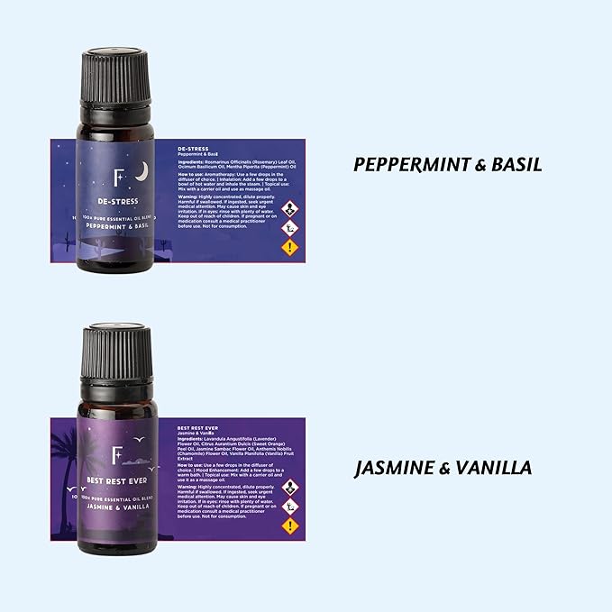 Folkulture Sleep Essential Oils Set | Pure Essential Oils for Diffusers for Home, Set of 6 Essential Oil Blend or Oil Diffuser Essential Oils for Gifts for Mom- Lavender, Rosemary & Peppermint