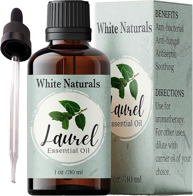 Organic Laurel Leaf Essential Oil, 100% Pure Therapeutic Grade Undiluted Natural/Homeopathic Aromatherapy Scented Bay Essential Oil for Diffuser, Vegan Cruelty-Free 1 oz by White Naturals