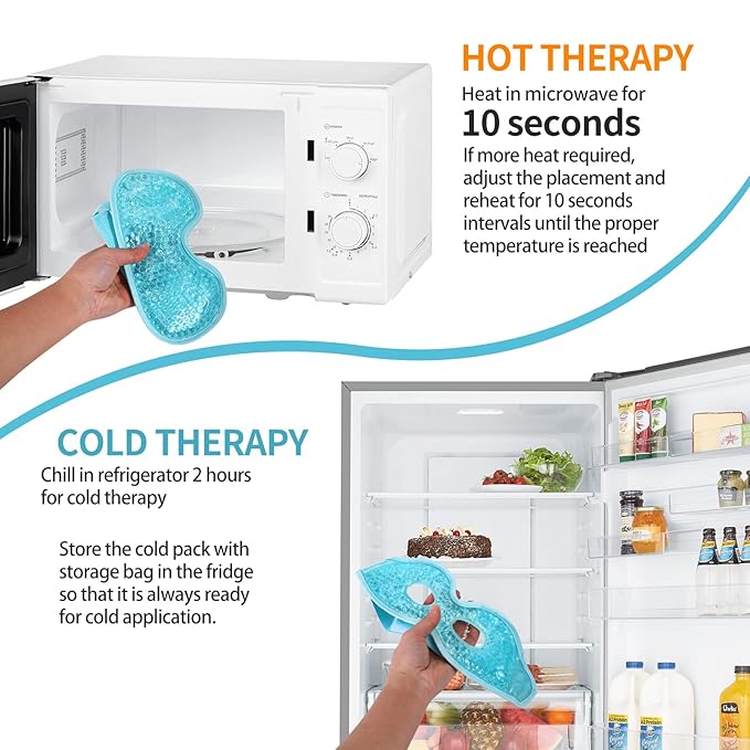 2PCS Reusable Hot Cold Therapy Eye Mask for Puffiness, Dark Circles, Eye Bags, Dry Eyes, Headaches, Migraines, Stress Relief - Cooling and Compress Gel Mask (Blue)