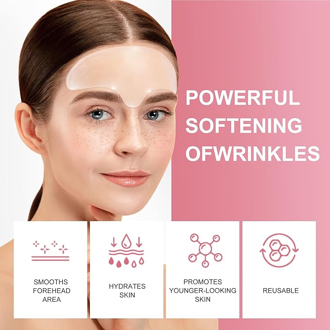 Reusable Wrinkle Patches - Silicone Fusion Treatment Forehead Patches for Brow Lift, Wrinkle Smoothers, Reduce Frown Lines & Face Lift - 3 Pack (Forehead)