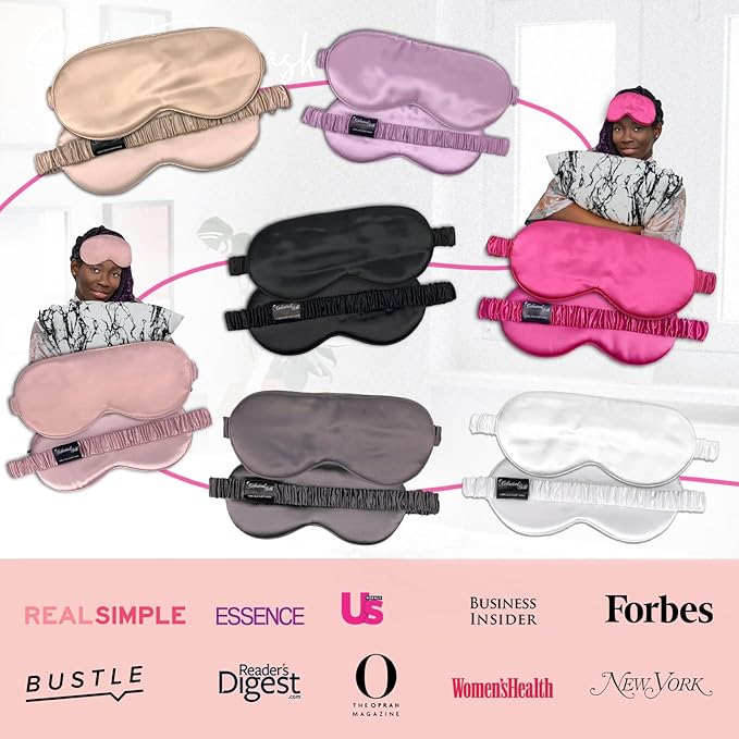 CELESTIAL SILK 100% Silk Sleep Mask for Women with Silk Covered Elastic Strap, Eye Mask for Sleeping (One Size, Hot Pink)