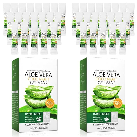 40 Packs Aloe Firming Sleeping Mask, Wash-Free Anti Aging Moisturizing Face Mask, Smooth & Tight Skin, Easy to Carry, Individual Packaging