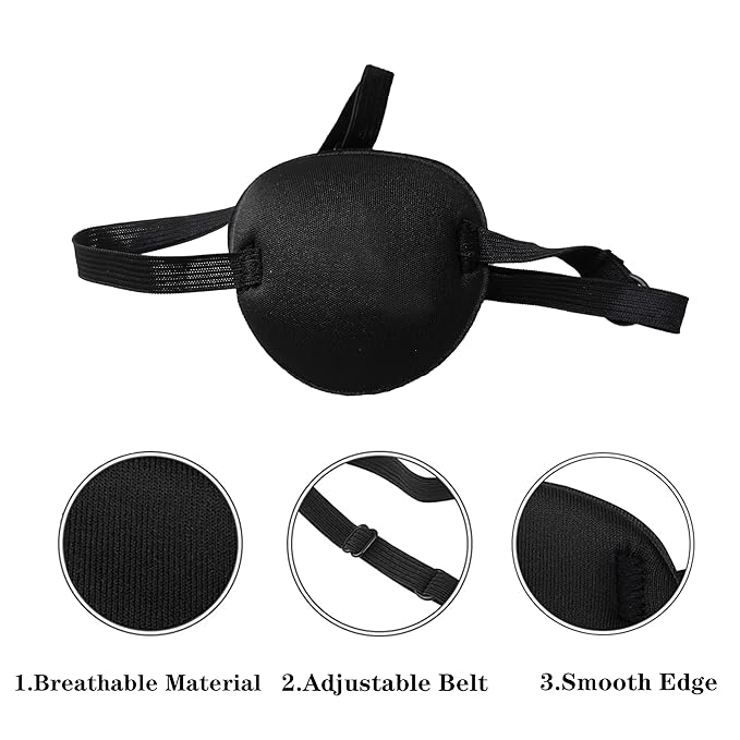 MYUBWTF Black Single Eye Mask, Pirate Skull Crossbone eye patch，Adjustable 3D Eye Patch for Adult and Kid (No Pattern)