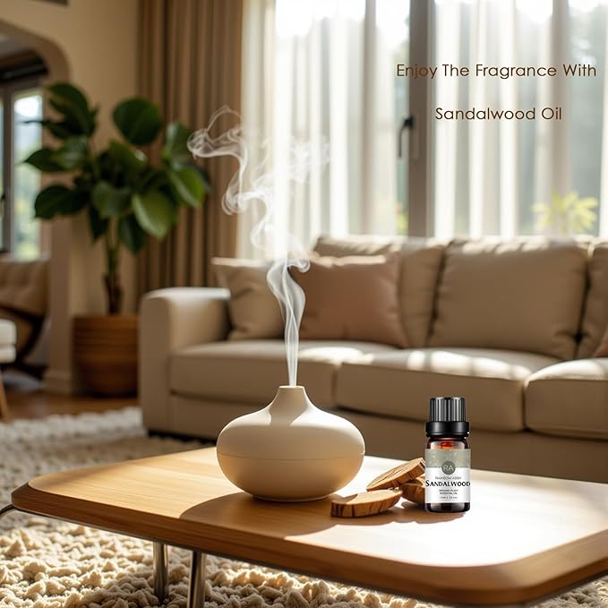 Sandalwood Essential Oil, 100% Pure Natural Aroma Sandalwood Oil for Diffuser (10ML)