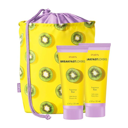 Pupa Milano Breakfast Lovers Set, Kiwi, 3 Pc - Body Wash and Lotion - Moisturizing Body Lotion - Hydrating Body Wash - Skin Care Gift Set