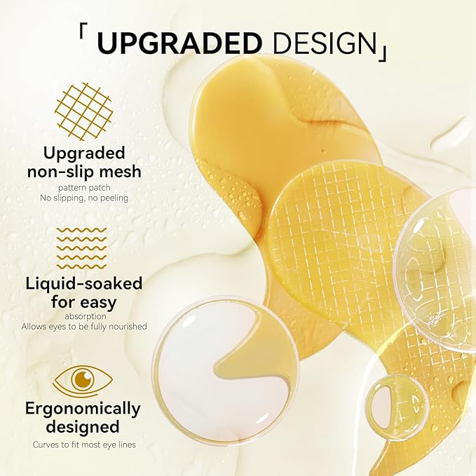 BREYLEE 24K Gold Eye Masks - 60 Pcs, Retinol & Caffeine Under Eye Patches for Reduce Fine Lines & Wrinkles, Puffy Eyes and Dark Circles Treatments, Improve and Firm Eye Skin