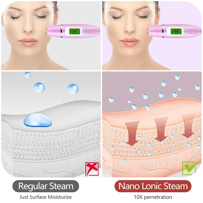 Facial Steamer - Nano Ionic Face Steamer for Deep Cleaning, Hot Mist Face Humidifier Set for Women & Men, Moisturizing Cleansing Pores with Blackhead Remover Kit, Purple