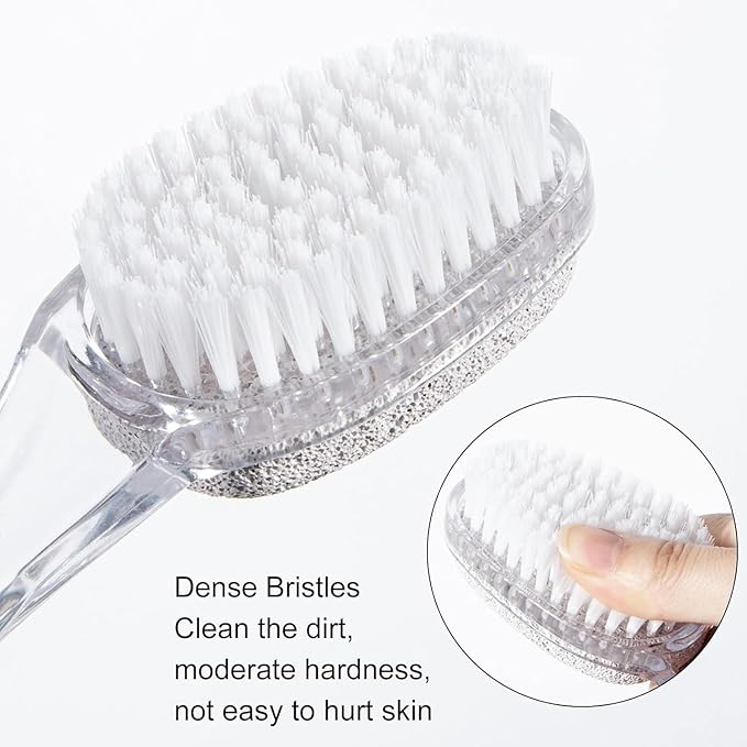 6 Pcs Foot Pumice Stone Brush Calluses Remover, Ooloveminso Large Foot Scrubber Foot File with Handle 2 in 1 Suitable for Horniness Foot Spa, Foot Care Smooth Skin (Transparent)