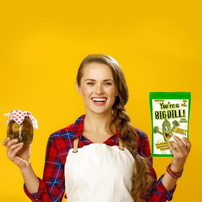 Big Dill Pickle Bath Soak - Fresh Dill Pickle Scent Bath Salts for Kids - Weird Spa Gift for Pickle Lovers, Funny Christmas Stocking Stuffers, Unisex Grab Bags, Easter Gift Baskets