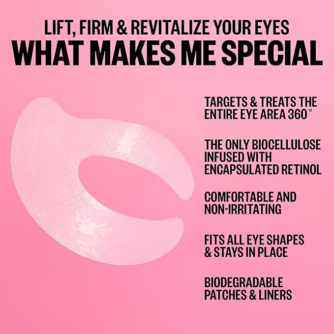 PEACE OUT Retinol Eye Lift Patches to Lift, Firm and Revitalize Tired Eyes, 360° Coverage Targets Fine Lines & Wrinkles, 5 Pack