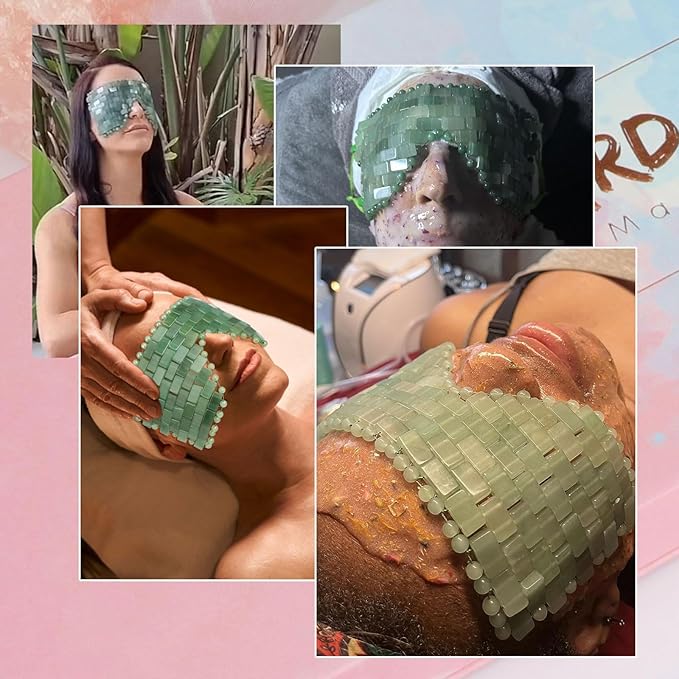 ideayard Jade Eye Mask Cooling Facial Mask 100% All Natural Adventurine Quartz Eliminate Wrinkles, Puffiness & Migraine Relief Mask