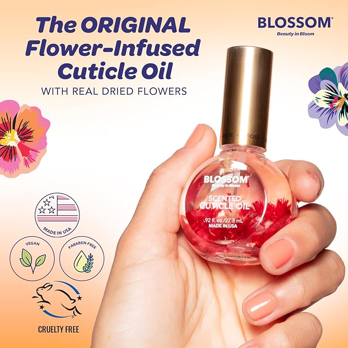 Blossom Cuticle Oil for Nails, Hydrating, Moisturizing, Scented Nail Oil Cuticle Care, Infused with Real Flowers, Made in USA, 0.5 fl. oz, Amazon Exclusive, Coconut