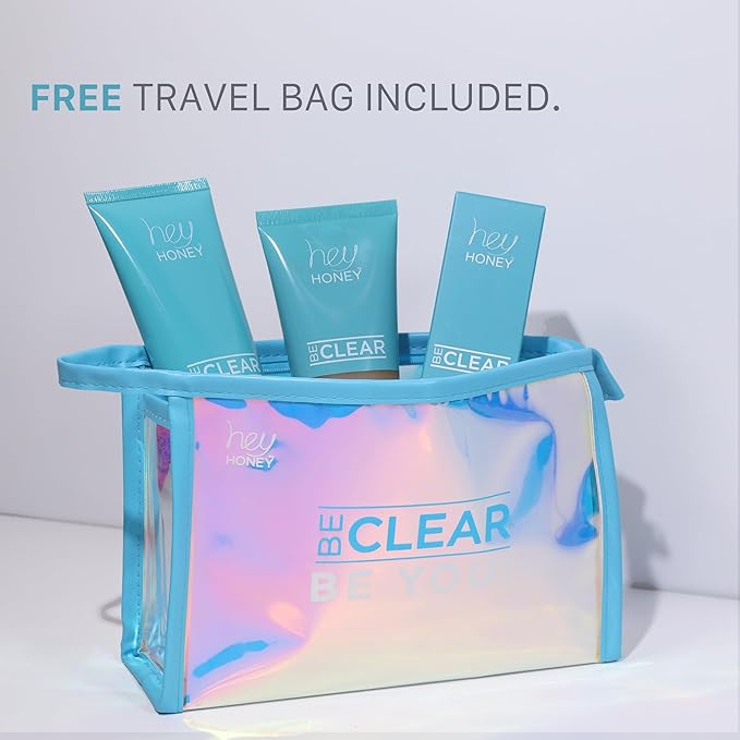 Hey Honey BE CLEAR Acne Skincare Routine: Daily Facewash, Deep Pore Cleanser & Clarifying Overnight Treatment | Natural Formula with Propolis, Squalane & Honey Fights Blemishes, Balances Oily Skin.