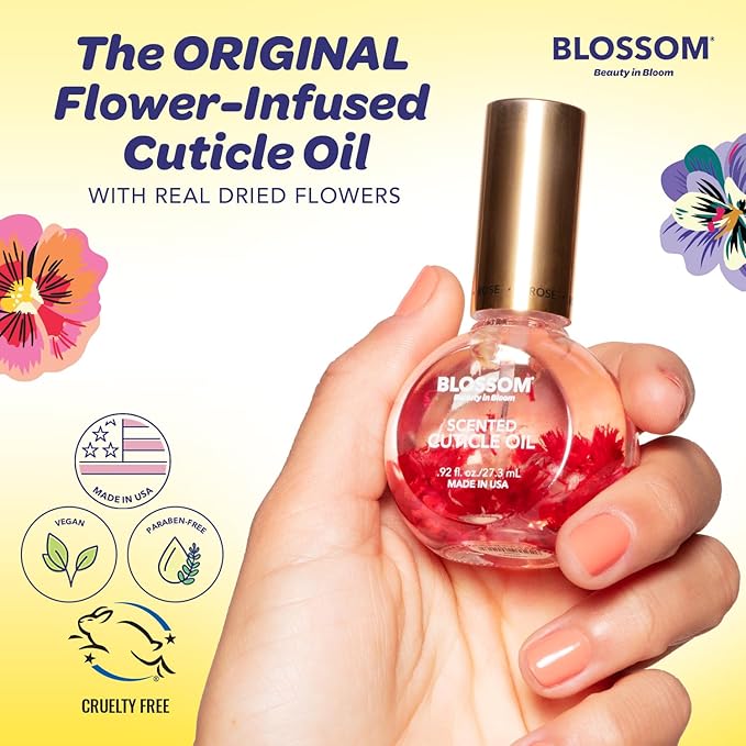 Blossom Cuticle Oil for Nails, Hydrating, Moisturizing, Scented Nail Oil Cuticle Care, Infused with Real Flowers, Made in USA, 0.5 fl. oz, Amazon Exclusive, Lemon Cookie