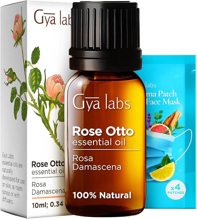 Gya Labs Rose Essential Oils for Skin Use - 0.34 Fl Oz - 100% Pure Natural Rose Oil for Face, Hair, Diffuser, Perfume & Candle Making Scent Aromatherapy