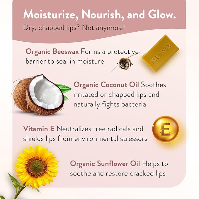 Organic Moroccan Magic Lip Balm 3 Pack | Lemon Thyme Balm Set | Chapsticks for Dry Lips | Made with Natural Argan, Essential Oils Lip Moisturizer and Vitamin E | Smooth Application, Non-Toxic