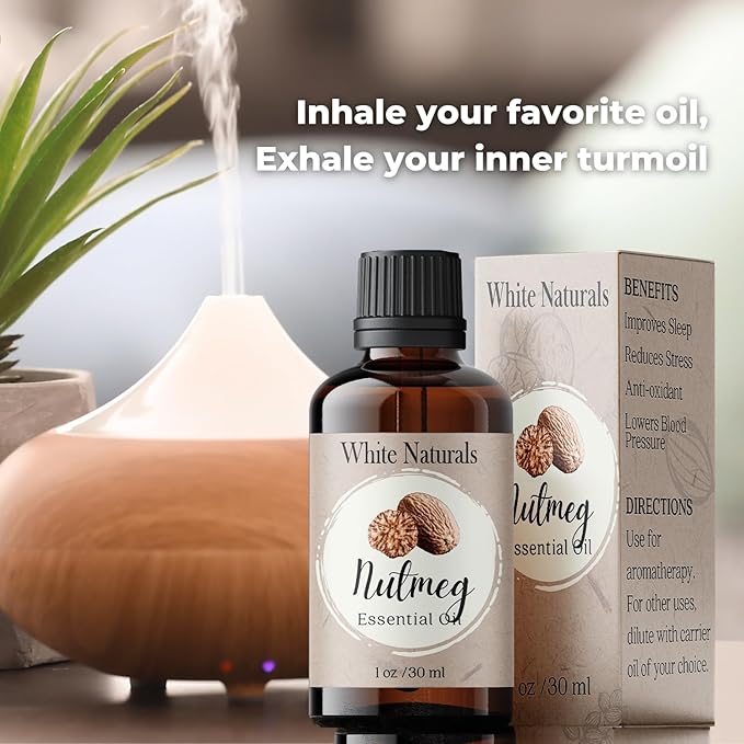 Organic Nutmeg Essential Oil - 100% Pure & Natural -Premium Therapeutic Grade with Premium Glass Dropper - Undiluted Natural/Homeopathic Aromatherapy Scented, Great for DIY Candle Making, Massage