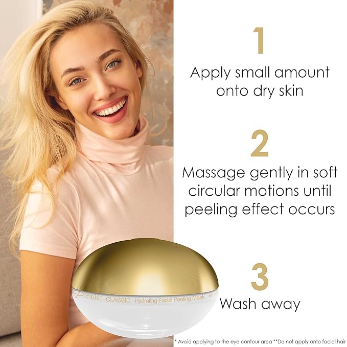 Premier Dead Sea Refining Facial Peeling gel skin care face mask, Classic collection, soft and gentle face scrub exfoliator, Deep cleans, removes dead skin cells and blackheads, anti-aging, 2.04 Fl oz