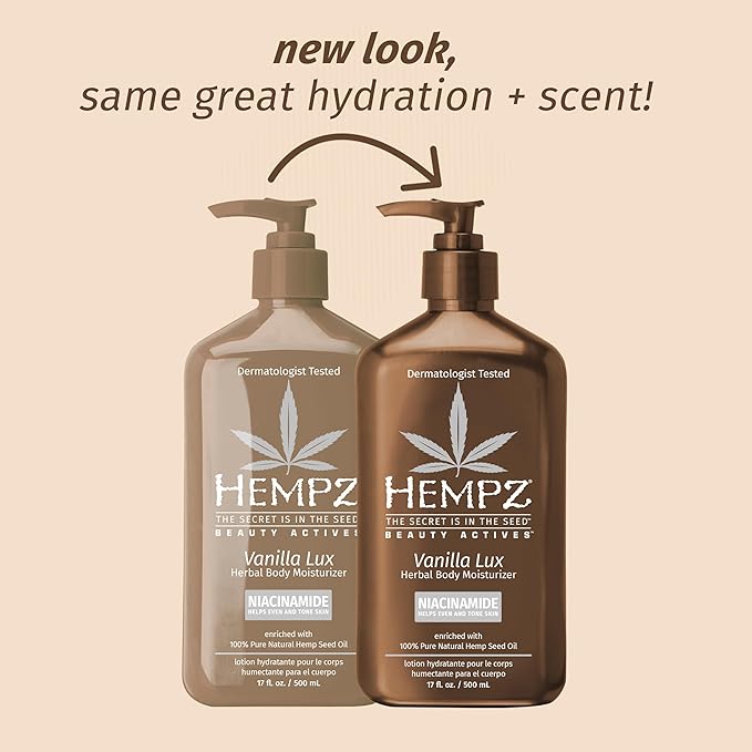 Hempz Vanilla Lux Herbal Body Moisturizer 17 oz. NEW LOOK