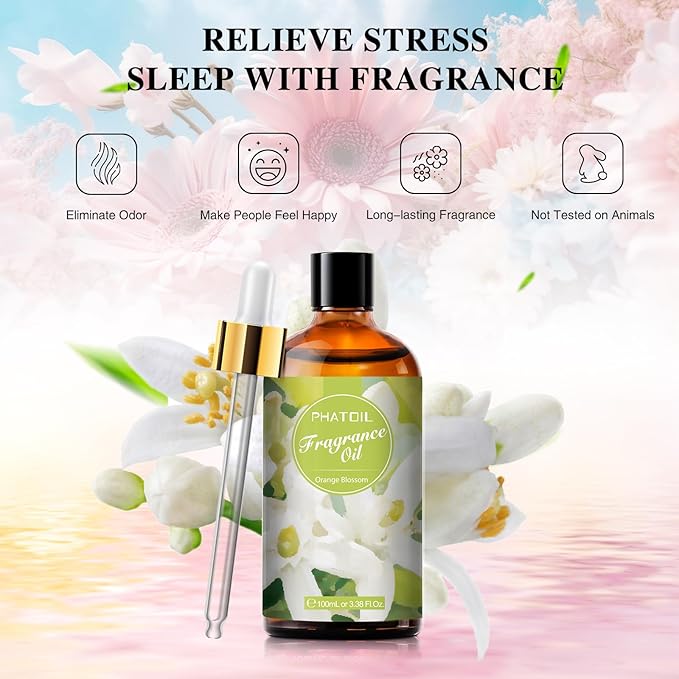 3.38FL.OZ Orange Blossom Fragrance Oils for Aromatherapy, Essential Oils for Diffusers for Home, Perfect for Diffuser, DIY Candle and Soap Making, DIY Scented Products - 100ml