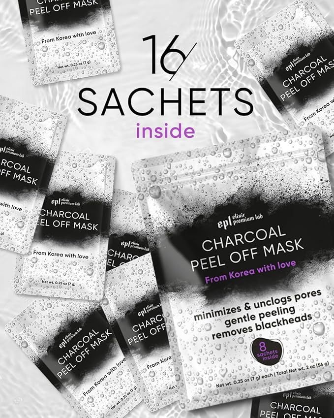 Activated Charcoal Face Masks Skincare - Korean Skin Care Products - Charcoal Face Mask Peel Off Skin Care - Gently Cleansing Charcoal Face Mask for Men & Women Face Care