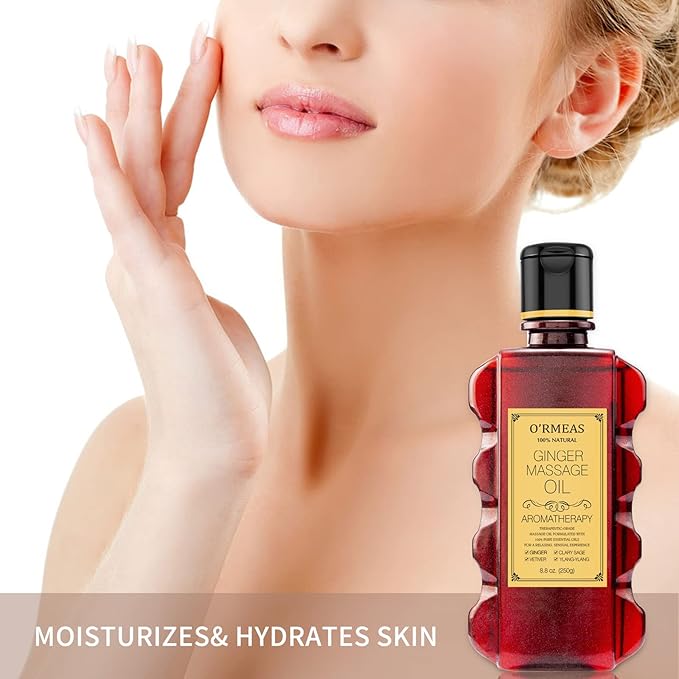 Ginger Massage Oil for Relaxing Muscles Massage Oil for Massage Body Oil for Skin Moisturizing for Men and Women 8.8 oz