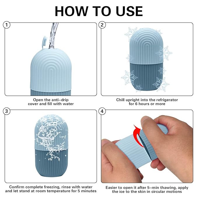 Ice Face Roller, Ice Roller for Face and Eye,Puffiness Relief,Face Roller Skin Care,Naturally Tone and Tighten,Silicone Facial Massage Ice Mold,Reusable Face Massage,Ice Mold for Face Beauty (Black)