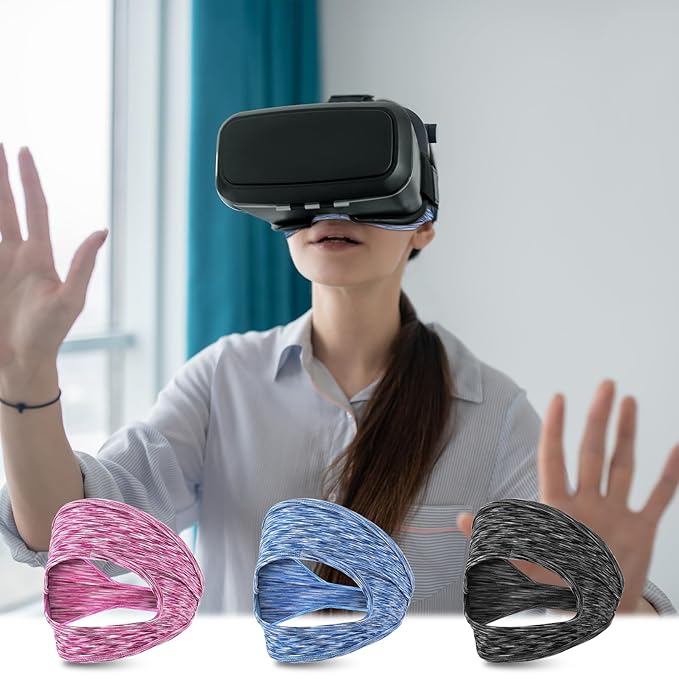 3 Pcs VR Eye Mask Breathable VR Sweat Band Adjustable Sweat Mask Comfortable Eye Face Cover Face Dry Cool VR Face Eyes Mask for Any Head Size Most VR Devices Accessories Workouts