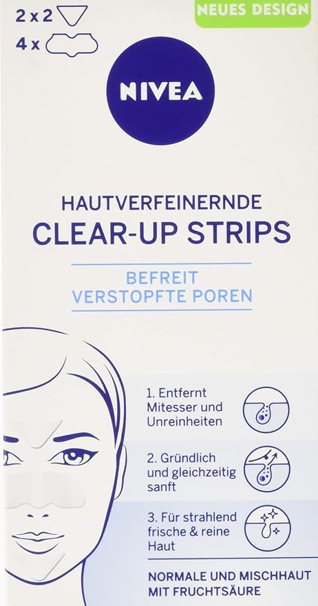 Nivea Visage Hautverfeinerndes Clear Up Strips, 6 Count, Cleansing, Skin Treatment Mask, Female