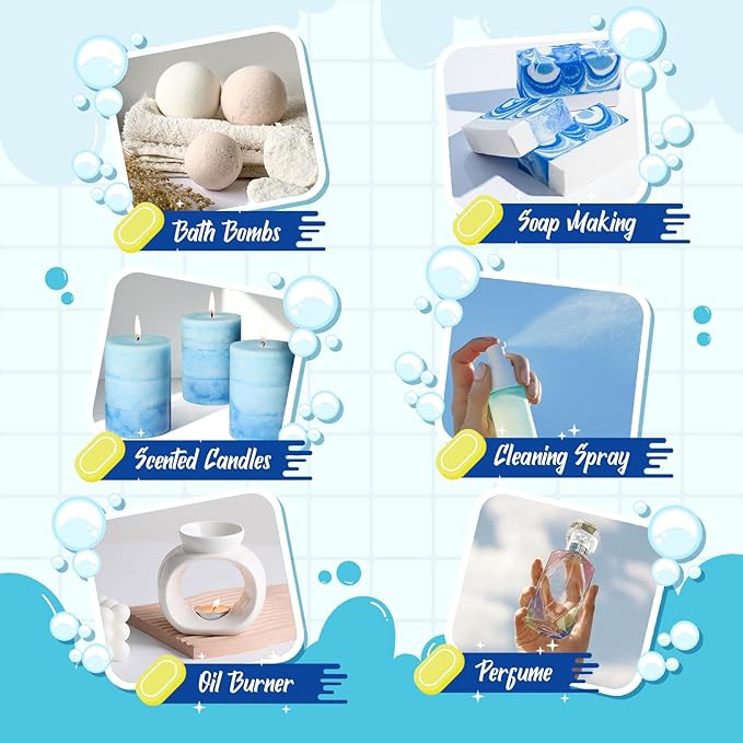 SALKING Clean Fragrance Oils Set, 12 x 10ml Premium Essential Oils Set for Diffuser, Natural Clean Scents Scented Oils, Soap & Candle Making Scents, Aromatherapy Oils Collection