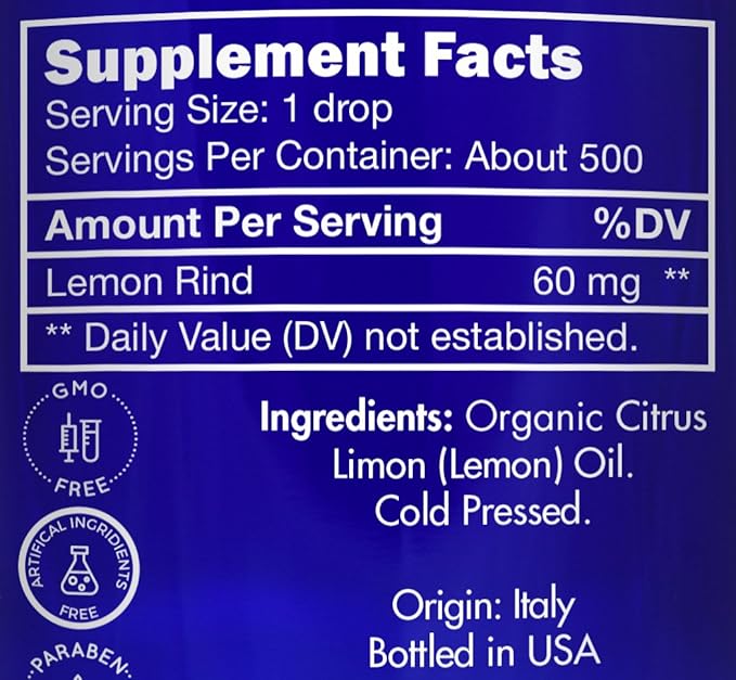 Organic, Lemon Essential Oil, Food Grade, for Cooking, Baking – 100% Pure, Lemon Oil, by Zongle Therapeutics, 1 OZ