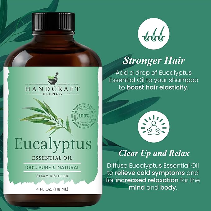 Handcraft Blends Eucalyptus Essential Oil - Huge 4 Fl Oz - 100% Pure and Natural - Premium Grade Essential Oil for Diffuser and Aromatherapy