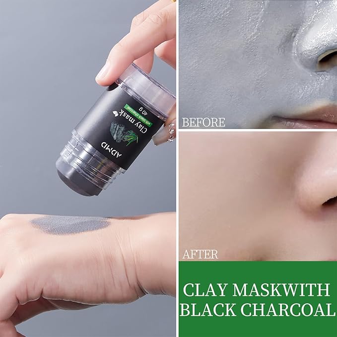 2Pcs Charcoal Mud Mask Stick Clay Mask for Face Deep Pore Cleansing Moisturizing Purifying Facial Blackhead Remover Mask