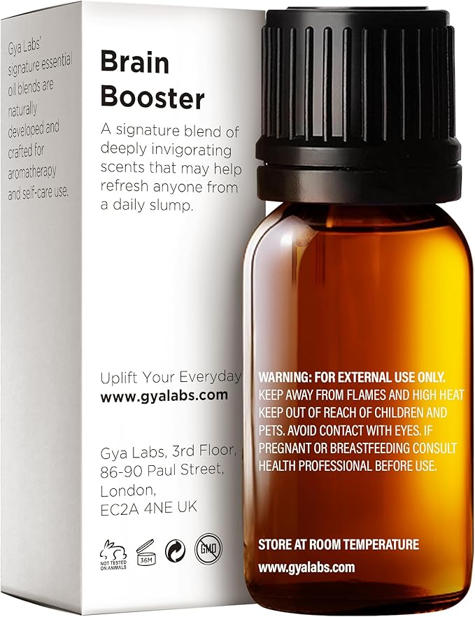 Gya Labs Brain Booster Essential Oil Blend - 100% Pure Natural, Grounding & Clarifying (0.34 Fl Oz)