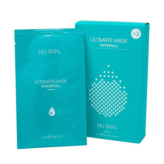 Nu Skin Ultimate Mask Waterfull - Botanical Eucalyptus Microfiber Hydration, Transparent Face Mask | Adhesive Skin Care Mask, Maximum Moisturization, Mask for Soft, Supple Skin (8 masks)