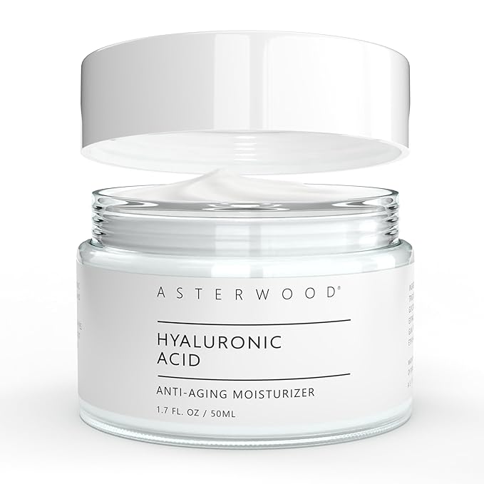 Asterwood Hyaluronic Acid Moisturizer - Anti-Aging, Wrinkle Reducing, Moisturizing, Hydrating - Fragrance-Free, Non-Comedogenic - 1.7 Fl Oz