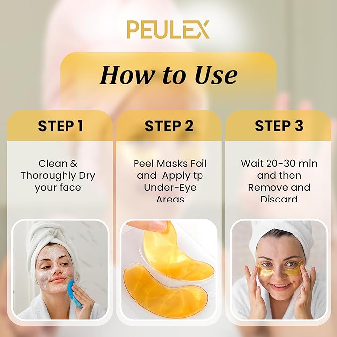 Beauty Golden Under Eye Patches (60 Pairs) - Under Eye Mask for Face Collagen Skin Care Products, Treatment for Dark Circles, Puffy Eyes, Refreshing, Revitalizing, Travel, Wrinkles