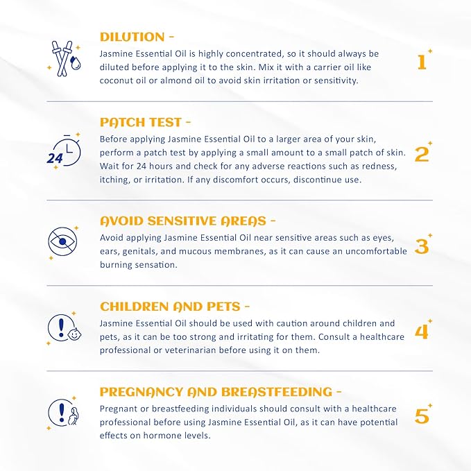 HIQILI 1 Fl Oz Jasmine Essential Oil, 100% Pure Natural for Diffuser, Hair, Skin, Perfume Making - 30ml