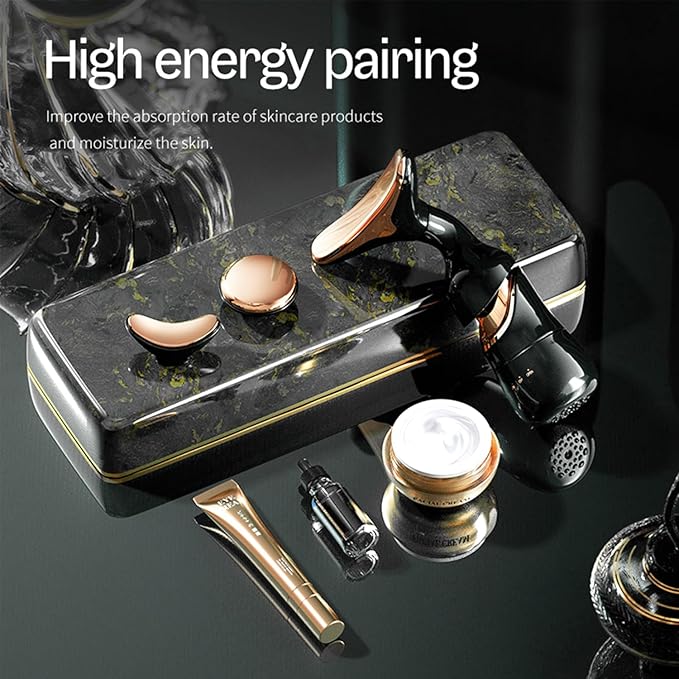 MMRH Firming Wrinkle Beauty Devicer for Facial/Neck/Eye, Multifunctional Vibration Massage Instrument, 3-in-1 Facial Skincare Instrument for Skin Care for Improve,Smooth and Tightening Skin (Black)