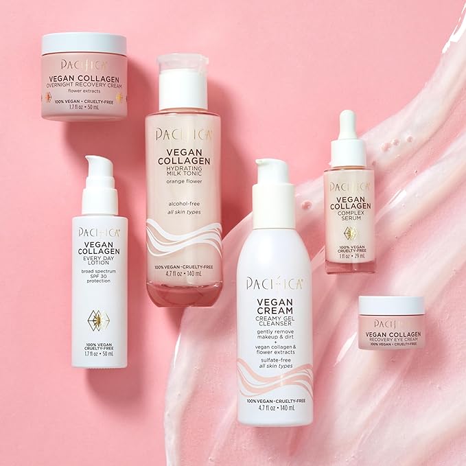 Pacifica Vegan Collagen Cream Gel Facial Cleanser - Daily Foaming Face Wash & Makeup Remover, Hydrating Anti-Aging Face Wash for Dry & Sensitive Skin, 4.7oz