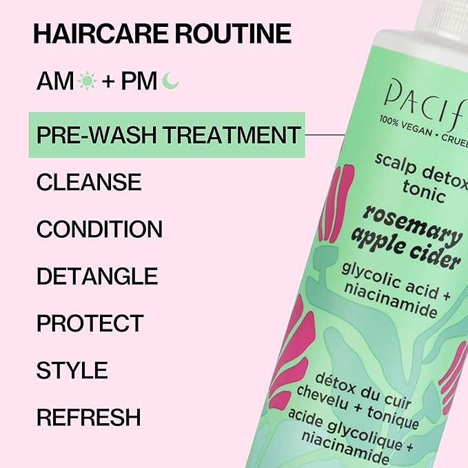 Pacifica Scalp Detox Set – Rosemary Apple Cider Vinegar Scalp Exfoliating Tonic with Scalp Massager Brush, Deep Cleansing & Clarifying Treatment for Buildup, Dry Flaky Scalp, Vegan