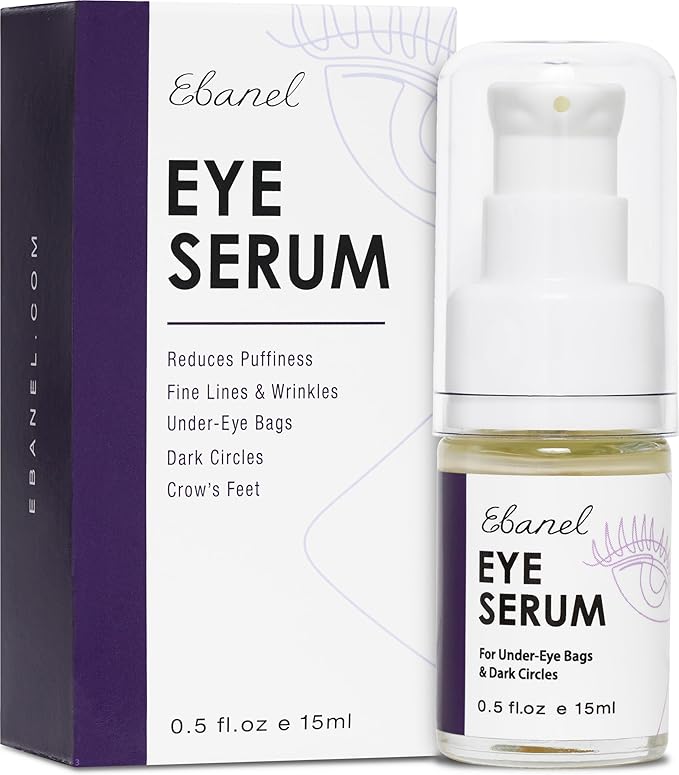 Ebanel Peptides Eye Serum, Dark Circles Treatment for Women and Men, Under Eye Bags Puffiness Remover, Lifting and Firming Serum with Wine and Lavender Extracts
