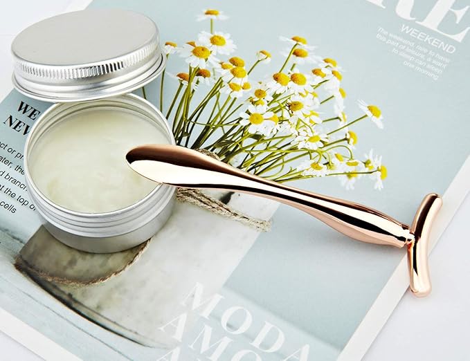 LISAPACK 2PCS Metal Eye Cream Applicator Wand Stick, Massager Tool for Facial Massage, Reduce Puffiness (Rose Gold)