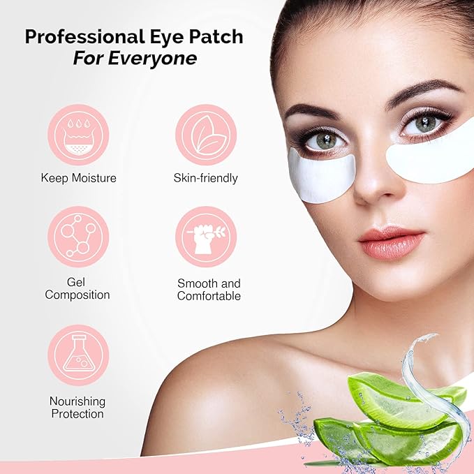 50 Pairs GreenLife 100% Naturel Eyelash Extension Under Eye Gel Pads patches kit Collagen (50 150 300 Pairs) with Aloe Vera Hydrogel Eye Patches set for Eyelash Extension Supplies Tools