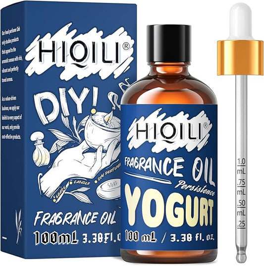HIQILI Yogurt Essential Oil 100ML - Gourmand Fragrance Oil for Air Fresher, Humidifier, Fresh Scented Oil for Diffuser, DIY Candle Making Supplies, Soup Making 3.38 Fl Oz