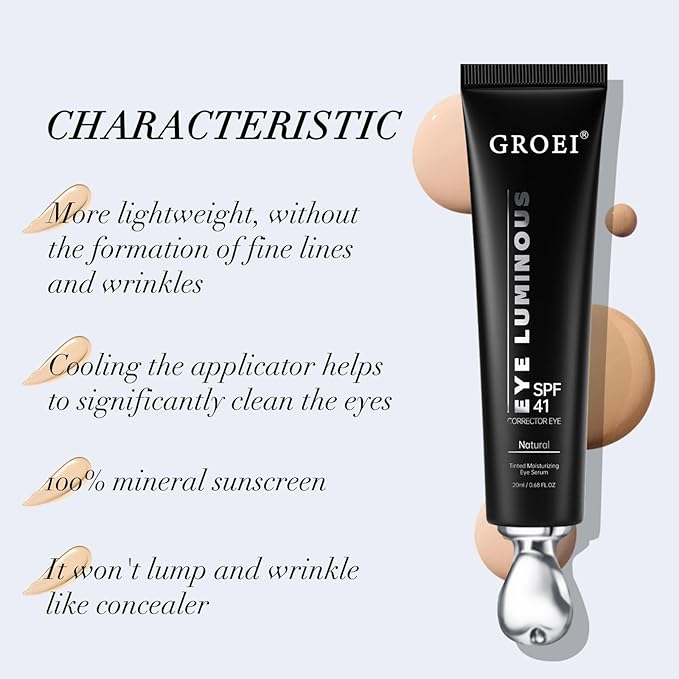 Luminous Eye Corrector Spf 41,Under Eye Concealers For Dark Circles, Luminous Eye Corrector for Puffiness and Bags Under Eyes Corrector, Anti Aging Eye Cream for Women and Men (Natural color)