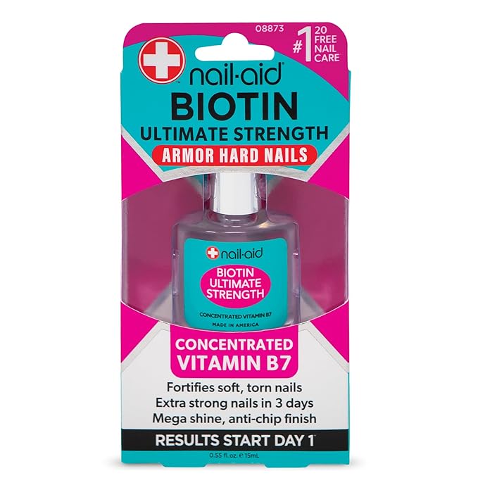 Nail-Aid Biotin Ultimate Strength - Nail Treatment & Strengthener - Clear, 0.55 Fl Oz (08873)